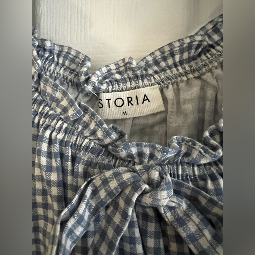 Landry Kate / Storia Kimber Blue Gingham Sleeveless Bow Ties Midi Dress Medium - Picture 5 of 11